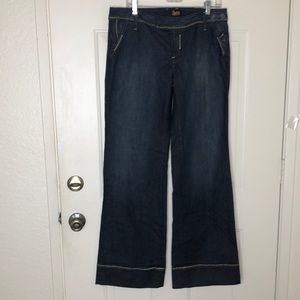Antik Denim Dark Wash Embroidered Pocket Wide Leg Jeans LNWOT